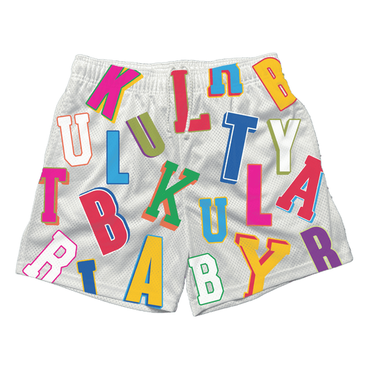 Kultr Baby "Block Letters" Basketball Shorts (WHITE)